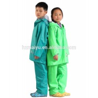 waterproof hooded nylon children rain jacket and pants